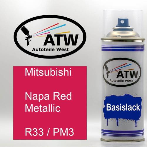 Mitsubishi, Napa Red Metallic, R33 / PM3: 400ml Sprühdose, von ATW Autoteile West.